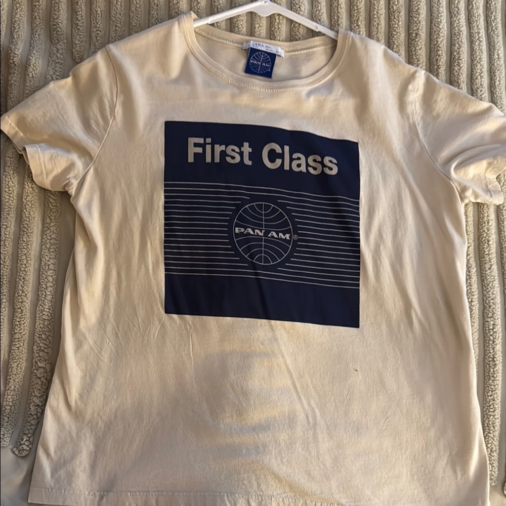 Zara Cream Tee with Navy Graphic